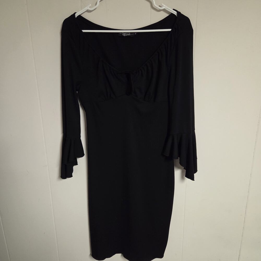 Rampage Y2K Vintage Dark Fairy Black Bell Sleeve Knee Length Dress Size Medium